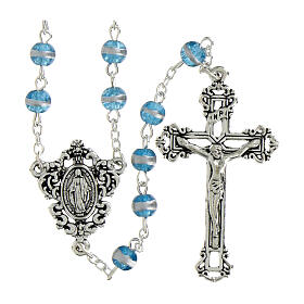 Rosario Madonna Miracolosa vetro azzurro 6mm