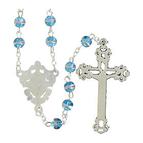 Rosario Madonna Miracolosa vetro azzurro 6mm