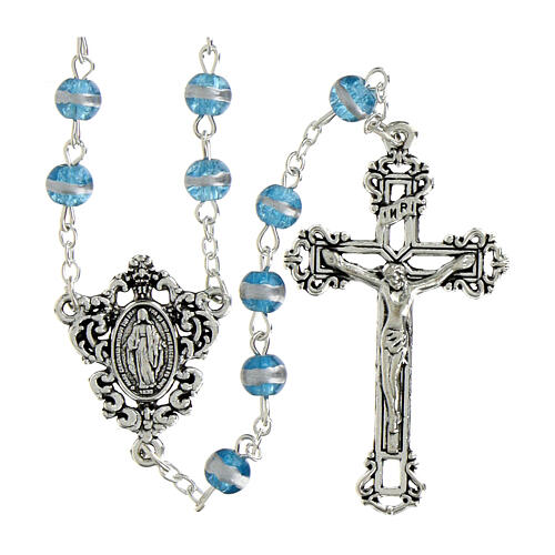 Terço Nossa Senhora das Graças vidro azul 6 mm 1