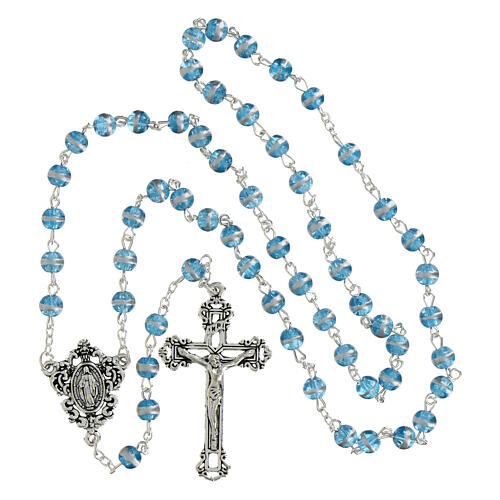 Terço Nossa Senhora das Graças vidro azul 6 mm 4