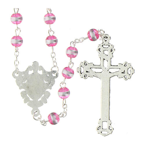 Chapelet Vierge Miraculeuse verre rose 6 mm 2