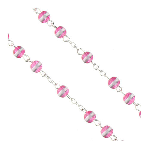 Rosario Madonna Miracolosa vetro rosa 6mm 3