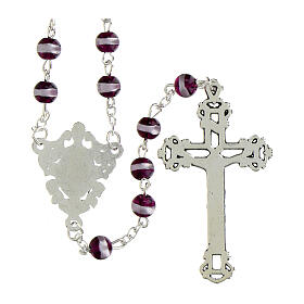 Rosario Madonna Miracolosa vetro ametista scuro 6mm