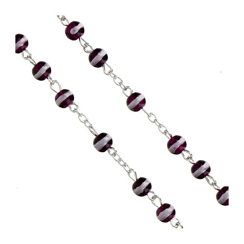 Rosario Madonna Miracolosa vetro ametista scuro 6mm 3