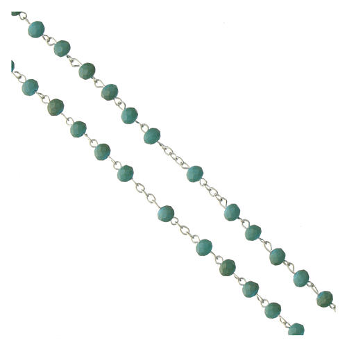 Chapelet Notre-Dame des Grâces grains en cristal bleu mat 6x4 mm 3
