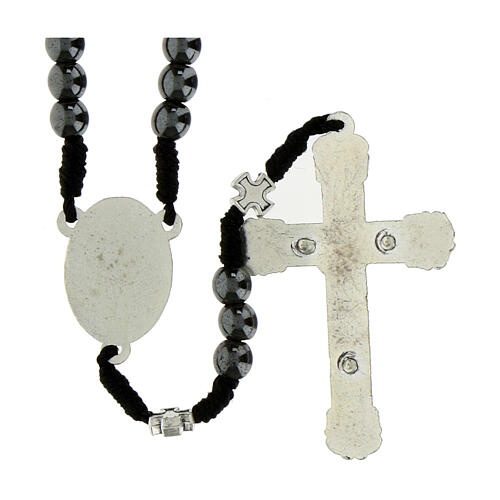 Rosario San Michele in corda grani in ematite pater in metallo 6mm  2