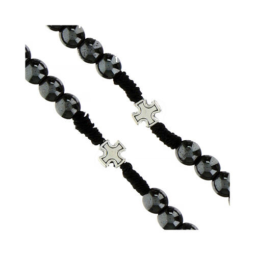 Rosario San Michele in corda grani in ematite pater in metallo 6mm  3