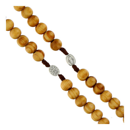 Rosario Virgen Milagrosa madera marrón con pater de metal 10mm 3