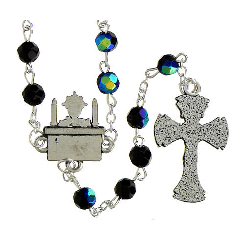 First Communion rosary with 0.24-inch black crystal beads, northern light finish 2