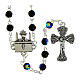 Chapelet de Première Communion grains de cristal noir effet aurore boréale 6 mm s1