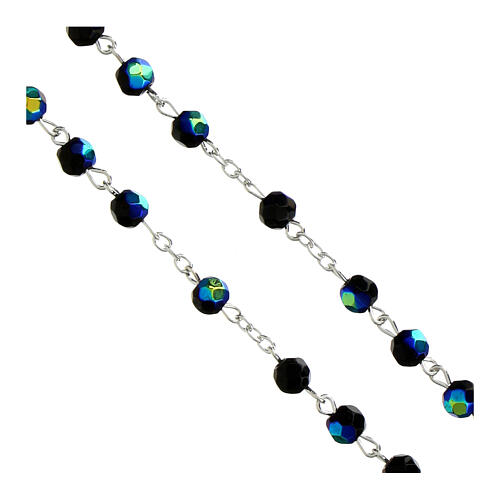 Rosario della Prima Comunione grani cristallo nero borealizzato 6mm 3