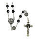 Rosario San Benedetto grani vetro nero screziato argento 6mm s1