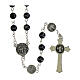 Rosario San Benedetto grani vetro nero screziato argento 6mm s2