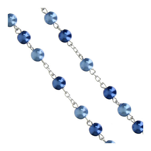 Rosary with 0.31-inch blue and light blue pearly beads and Miraculous Medal 3