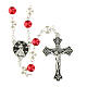 Terço Cristo Misericordioso contas efeito pérola brancas e vermelhas 8 mm s1