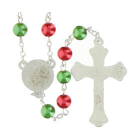 Rosary of Our Lady of Guadalupe, red and green pearl-like beads of 0.31 in