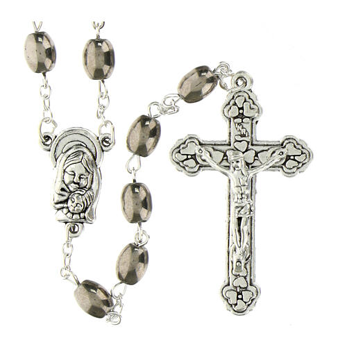 Chapelet grains ovales verre argenté 6x9 mm 1