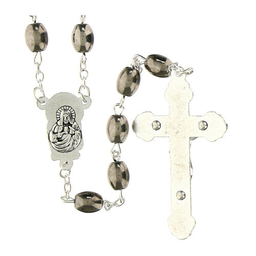 Chapelet grains ovales verre argenté 6x9 mm 2