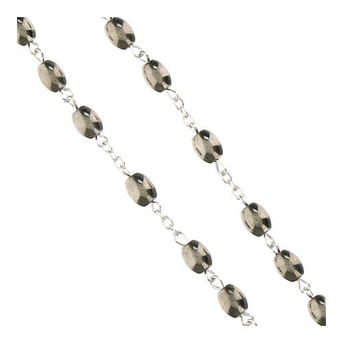 Chapelet grains ovales verre argenté 6x9 mm 3