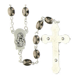 Oval glass silver rosary beads, 6x9mm