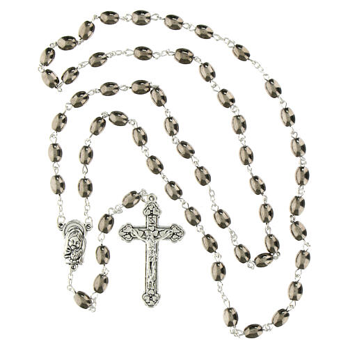 Oval glass silver rosary beads, 6x9mm 4