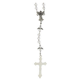Rosario Ángel de la Guarda granos cristal transparente pater en forma de ángel 6x4mm