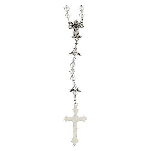 Rosario Angelo Custode grani cristallo trasparente pater a forma d'angelo 6x4mm 2