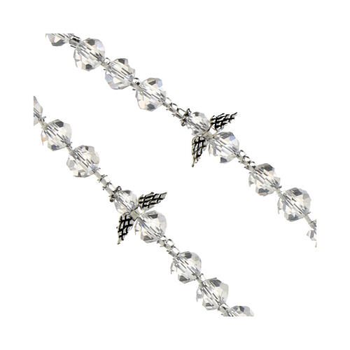 Guardian Angel Rosary, clear crystal beads, angel-shaped pater, 6x4mm 3