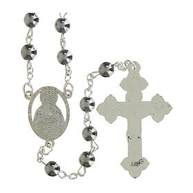 Silberner Rosenkranz Glasperlen 6mm Herz Jesu