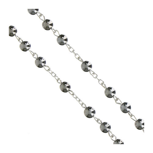 Sacred Heart Rosary with silver-plated glass beads, 6mm 3