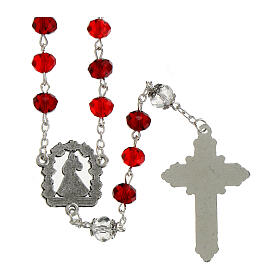 Rosario Jesús Misericordioso cristal rojo 6x8mm