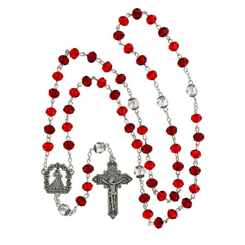 Rosario Jesús Misericordioso cristal rojo 6x8mm 4