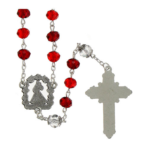 Chapelet Jésus Miséricordieux cristal rouge 6x8 mm 2