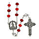 Chapelet Jésus Miséricordieux cristal rouge 6x8 mm s1