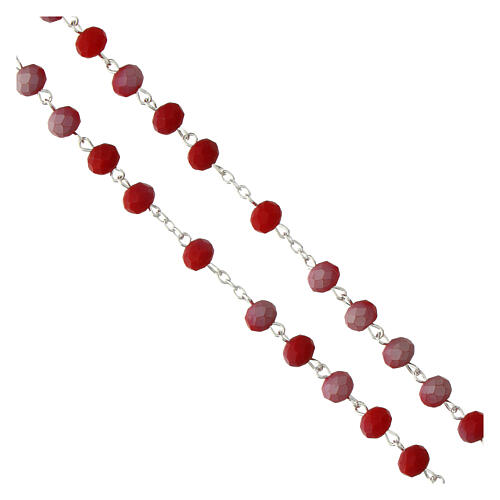 Rosenkranz Wundertätige Gottesmutter mattrotes Glas 6x8mm 3