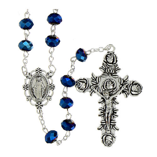 Rosario Virgen Milagrosa vidrio opaco rojo 6x8 mm 5