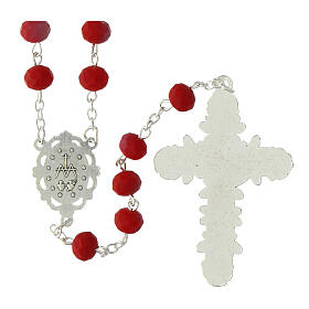 Rosario Madonna Miracolosa vetro opaco rosso 6x8mm