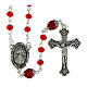 Rosario Jesús Misericordioso granos cristal rojo 6mm pater ojo de tigre s1