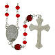 Rosario Jesús Misericordioso granos cristal rojo 6mm pater ojo de tigre s2