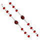 Rosario Jesús Misericordioso granos cristal rojo 6mm pater ojo de tigre s3