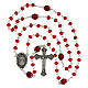 Rosario Jesús Misericordioso granos cristal rojo 6mm pater ojo de tigre s4