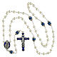 Virgin with Child rosary with white pearl-like beads of 0.24 in and blue Our Father beads s4