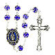 Rosario Madonna di Fatima grani vetro blu con doppia cappetta 8mm s1