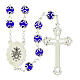 Terço Nossa Senhora de Fátima contas vidro azul com dupla tulipa 8 mm s2