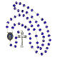 Terço Nossa Senhora de Fátima contas vidro azul com dupla tulipa 8 mm s4