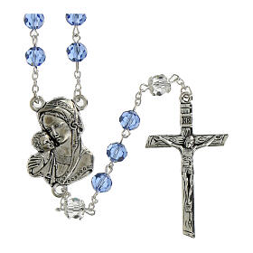 Rosary with light blue crystal beads and 8mm double crystal pater