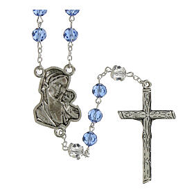 Rosary with light blue crystal beads and 8mm double crystal pater