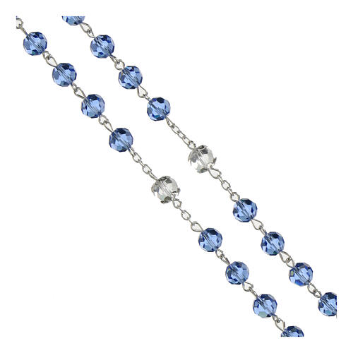 Rosary with light blue crystal beads and 8mm double crystal pater 3