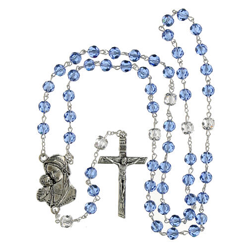 Rosary with light blue crystal beads and 8mm double crystal pater 4