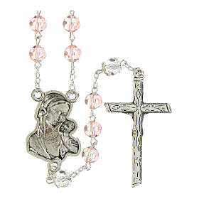 Rosary with pink crystal beads and 8mm double crystal pater